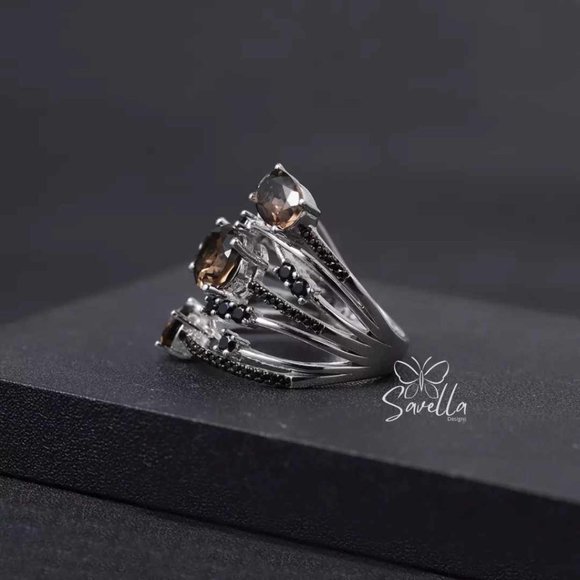 3.30 ct Natural Smoky Quartz Stacking Ring - Picture 3 of 5